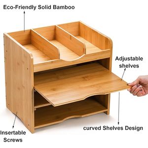 Organizador de Escritorio de Bambú Ecológico Personalizado, Bandeja para Cartas de un Solo Nivel, Organizador de Correo, Divisor de Diseño Moderno, 32x30x30cm - Product Image 2
