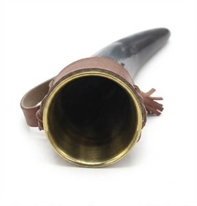 Handmade Eco-Friendly Buffalo Horn Drinking <b>Cup</b> Natural Shape Polished Leather Strap Rustic Art Collectible Form REHMAN CRAFT - Product Image 3