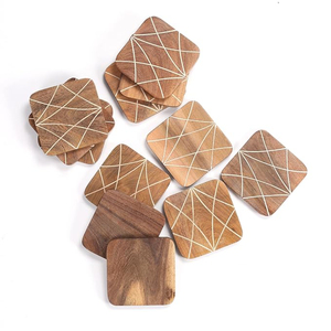 Wholesale Modern Style Solid <b>Black</b> Walnut Wood Coaster Mats & Pads <b>Square</b> Tea Tray Heat Wood Wooden Coaster Pad Best Price - Product Image 5