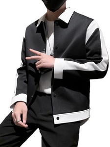 Chaqueta Bomber OEM para Hombre, Color Negro y Blanco, Cuello Camisero, Casual, Invierno, Impermeable, Reversible, Mezcla de Poliéster y Algodón - Product Image 2
