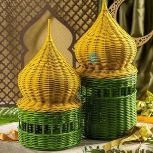 Hot Sale Sustainable Handwoven Natural Rattan Mosque Shape Ramadan <b>Gift</b> Basket With Lid <b>Eid</b> Candy Container Handwoven Bulk OEM - Product Image 4