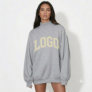 Sudadera Oversize de Cuello Alto para Mujer, Estilo Moderno Casual, Silueta Holgada, Manga Larga, Prenda Esencial para el Día a Día - Product Image 1