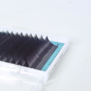 Venta al por mayor de extensiones de pestañas de fibra PBT largas naturales hechas a mano con etiqueta de volumen clásico negro coreano - Product Image 4