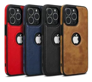 Funda de teléfono de cuero genuino de lujo, funda trasera de teléfono móvil híbrida a prueba de golpes para teléfono inteligente Iphone 13 13pro 13promax personalizado