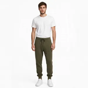 <b>Men</b> Olive Green Jogger Sweatpants Elastic Waist Drawstring Cuffed Ankle Casual Cargo <b>Lounge</b> <b>Pants</b> Custom Logo OEM Wholesale - Product Image 1