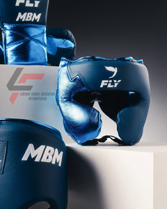 Nouveauté - Ensemble de boxe professionnel en cuir véritable de qualité supérieure, couleur bleu métallisé, personnalisé - Product Image 2