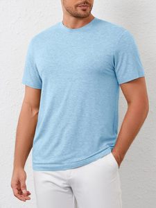 T-shirt décontracté en coton pour homme, col rond, manches courtes, coupe classique, respirant, en jersey doux, vêtement vierge personnalisable, vente en gros - Product Image 3