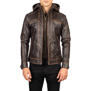 Unisex <b>Brown</b> Genuine <b>Leather</b> Eco-Friendly Breathable Waterproof Windproof Casual Winter Classic Streetwear Motorcycle <b>Jacket</b> - Product Image 5