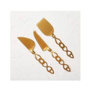 Juego de Cuchillos para Queso a Precio Accesible, Herramientas para Queso de Primera Calidad Chapadas en Oro, Espátula, Cuchillo en Forma de Corazón, Cubertería para Servir Queso Duro - Product Image 1