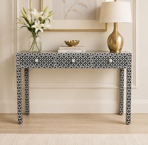 Modern Bone Inlay Wood Top <b>Console</b> <b>Table</b> Handmade Storage <b>for</b> Dining & Villa Living Rooms Entryway Furniture with Drawers - Product Image 1