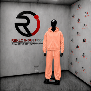 Premium Peach Tracksuit Men <b>Full</b> <b>Zip</b> <b>Hoodie</b> Jogger Pants Matching Set Oversized Casual Streetwear Athletic Sportswear Gym Fit - Product Image 3