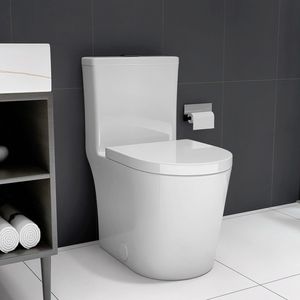 Inodoro Compacto Blanco de Una Pieza de 23 Pulgadas con Doble Descarga para Baños Pequeños con Poco Espacio Profundo - Product Image 6
