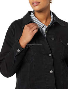 Chaqueta vaquera ajustada para mujer, Chaquetas vaqueras negras elásticas, diseño a la moda, Material de alta calidad, logotipo personalizado - Product Image 6