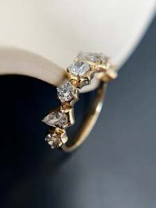 Anillo de Eternidad Estilo Francés con Moissanita Chapado en Oro de 18K para Mujer, Corte Marquesa, Engaste de Garras, Joyería Clásica para Boda y Compromiso - Product Image 3