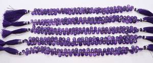 Perles en améthyste africaine facettées en forme de poire 6x9MM, perles de pierres précieuses en améthyste briolette à coupe latérale en forme de poire pour la fabrication de bijoux, vente en gros - Product Image 5