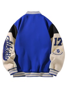 High Quality 100% Cotton Blue Men's Varsity <b>Jacket</b> Embroidered Letter Patch Design Preppy College Baseball Style <b>Jacket</b> - Product Image 6