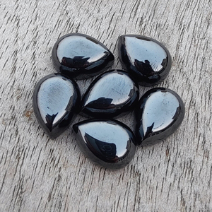 Hématite véritable, cabochon en forme de poire, dos plat, calibré, pierre précieuse de qualité en vrac - Product Image 4