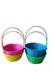 Best Selling <b>Easter</b> Bamboo Oval <b>Gift</b> <b>Basket</b> with Open Closure Colorful Strap Handle Multicolor Picnic Storage Cross Pattern Logo - Product Image 4
