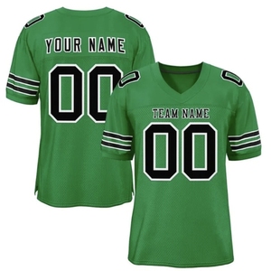Custom Black V-Neck Football Jersey With Red Trim Team Name And Number Sublimated Print Breathable <b>Mesh</b> <b>Short</b> Sleeve Adult - Product Image 2