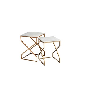 Unique Iron Nesting <b>Tables</b> With Wooden Top Compact Design Perfect For <b>Small</b> Spaces And Contemporary Interiors Setup - Product Image 4