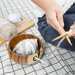 Bol à fil en bois pour le tricot, fabricant et fournisseur de bols en bois, faible MOQ, support à fil en bois avec trous pour le crochet, écologique - Product Image 6