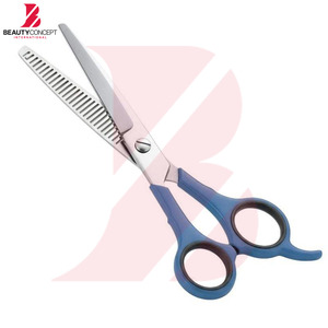 Ciseaux à effiler professionnels en acier inoxydable avec manche en plastique bleu foncé pour la coiffure et la texture des cheveux - Product Image 2