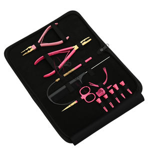 Outil d'extension capillaire à micro-anneaux et d'installation avec pince à sertir pour perles à 2 trous, enfileur de boucles de fil, mini-ciseaux et séparateur de mèches - Product Image 1