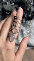 Bague en argent 925 avec quartz rose et larimar, cadeau pour elle, bijoux en cristal, meilleure collection