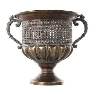 Traditional Bronze Tabletop Vase With Handle Decorative Urn For Home Interior For Home Decor - Product Image 3