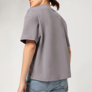 <b>Acid</b> Wash Women's T-Shirt Gray Color <b>Drop</b> Shoulder Crew Neck Street Wear Plus Size Sun Fad Women's T-Shirt - Product Image 4