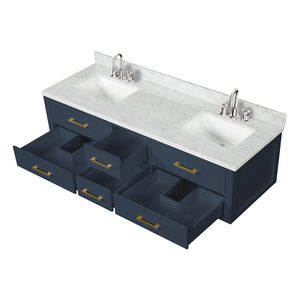 Azul 72 Pulgadas Ancho x 22 pulgadas Mueble de Baño Doble con Encimera de Mármol de Carrara y Juego de Grifería para Baños Pequeños - Product Image 5