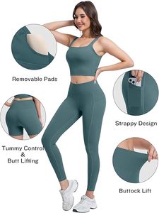 Top Trending Bnice Solid <b>Lace</b> Women's Yoga Leggings 2-Piece Set High Waist Seamed Breathable Spandex/Nylon Butt Lift Fitness - Product Image 2