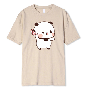 T-shirt décontracté pour homme en jersey tricoté 100 % coton respirant, blanc, à manches courtes, col rond, imprimé numérique motif panda, avec logo frontal - Product Image 6