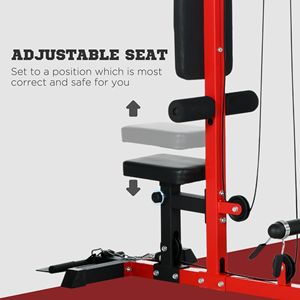 Macchina per trazioni verticali (Lat Pull Down) con sedile regolabile e pedana ribaltabile per sistemi da palestra domestica, disponibile in rosso - Product Image 6