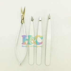Nuevo Set de Pinzas y Tijeras para Cejas Blancas de Acero Inoxidable, 3 Pinzas y 1 Tijera, Oferta con Logo - Product Image 4