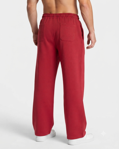 Wholesale Men's Cherry <b>Oversized</b> Contrastline Custom Tracksuit Set Premium Quality Cotton Fleece Hoodie & Wide Leg <b>Sweatpants</b> - Product Image 6