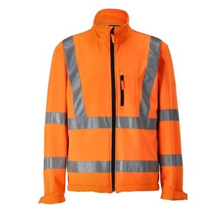 Chaqueta de Trabajo Reflectante de Alta Visibilidad para Hombre, Naranja y Gris, de Poliéster, Uniforme con Bolsillos, Cuello Alto y Cierre de Cremallera - Product Image 4