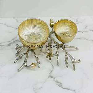 Bol de luxe de 6 pouces en acier inoxydable écologique, poli, motif branche argentée, très demandé, pour les collations et apéritifs de fête - Product Image 2