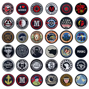 Circular Embroidered Fabric Patches Iron-On <b>Badge</b> for Clothing Decor Woven Felt Material Circle Shape Custom Design - Product Image 1