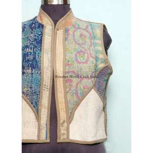 Chaleco de punto de algodón vintage para mujer, estilo indio con patchwork, multicolor, transpirable, de grosor estándar, para invierno. - Product Image 2