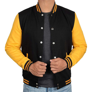Custom <b>Varsity</b> <b>Jacket</b> With Chenille Patch <b>Mens</b> Letterman <b>Jacket</b> Fleece <b>Bomber</b> <b>Jacket</b> Yellow Contrast Sleeves Baseball <b>Jacket</b> - Product Image 3