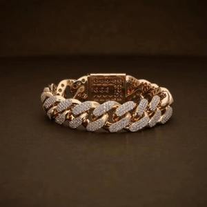 Pulsera de Cadena Chapada en Oro de 18K para Hombre, con Micro Pavé de Diamantes, de Lujo para Uso Diario - Product Image 3