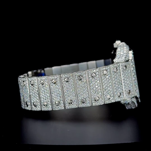 Reloj Hip Hop para hombre de 41 mm con esfera árabe, moissanita de 25.5 quilates VVS 1, diamantes de moissanita incrustados, automático, en oro blanco. - Product Image 6