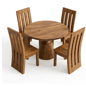 ARTERRA Juego de Comedor con Mesa Redonda Moderna Decorativa de Madera de Teca Premium Ecológica y Sillas para Casa o Villa - Product Image 2