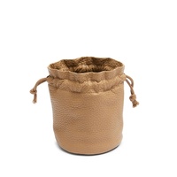 Bolsa de joyería de cuero marrón claro de calidad Hogh, embalaje con cordón, bolsa de herramientas de cuero genuino, bolsa de viaje de embrague