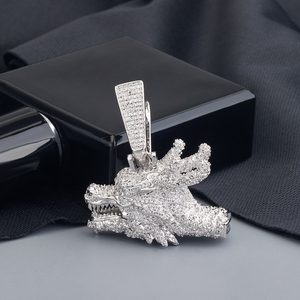 Pendentif Dragon en Argent 925 avec Diamant Certifié de Laboratoire, Collier Iced Out pour Homme, Bijou Tendance Léger Style Gothique Audacieux - Product Image 5