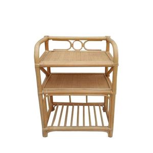 <b>Vintage</b> Natural Rattan <b>Side</b> <b>Table</b> With Elegant Round Top And Strong Wooden Frame For Indoor Outdoor Home Furniture - Product Image 1