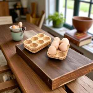 ถาดใส่ไข่ไม้มะม่วงทำมือ ที่วางไข่ไม้สไตล์เรียบง่ายสำหรับจัดเก็บในครัวและตกแต่งเคาน์เตอร์สไตล์ฟาร์มเฮาส์ - Product Image 3