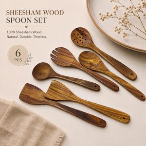 KHATI <b>HOUSE</b> Woodland Gourmet Wooden Utensil Set Premium 6 Piece Cooking Spoon Collection - Product Image 4