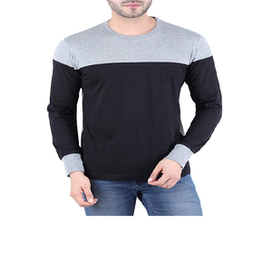 Camisetas de Manga Larga para Hombre, Lisas, de Alta Calidad, Estilo Vintage, Color Negro/Gris, Personalizables - Product Image 1
